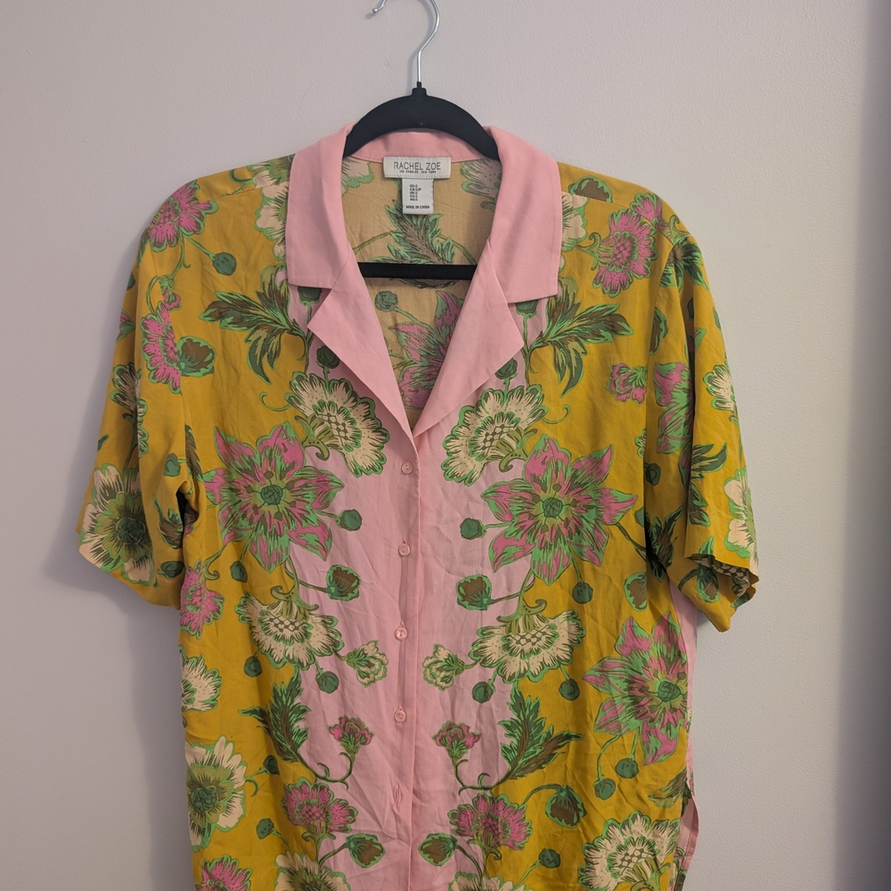 Rachel Zoe Pink and Yellow Floral Blouse